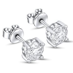 2.0ctw VVS1 Moissanite 4 Prong Stud Push Back 18k White Gold over Silver Earring